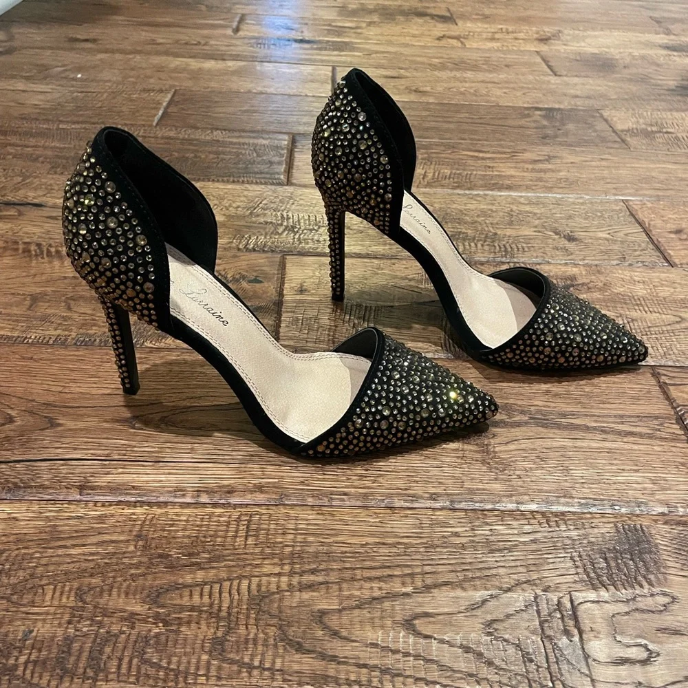 Stunning! Lauren Lorraine  GOLD Crystal Embellished d'Orsay Pump 7 - Picture 9 of 9